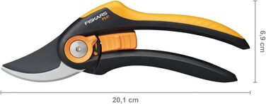 Садові ножиці Fiskars Bypass, Plus SmartFit, P541, Для свіжих гілок та сучків, Антипригарне покриття, Леза з нержавіючої сталі, Довжина 20,1 см, Чорний/Помаранчевий, 1057169 Садові ножиці P541 Одинарні