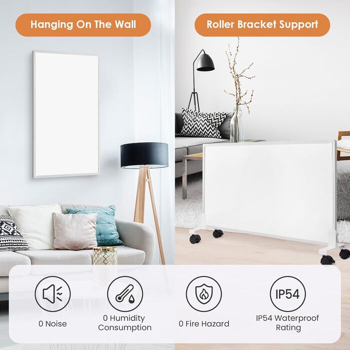 Інфрачервоний обігрівач потужністю 500 Вт з термостатом Настінний інфрачервоний обігрівач для 8-15 м Електричний обігрівач із захистом від перегріву Сенсорний термостат Сертифіковано TV та має 10-річну гарантію