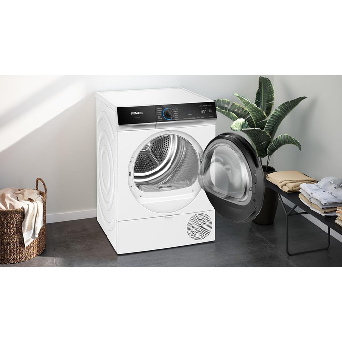 Сушильна машина з тепловим насосом Siemens WT47R440 іQ700, Single для 8 кг білизни енергоспоживання класу A, 176 кВтгод/рік, speedPack, autoDry, самоочищення , білий