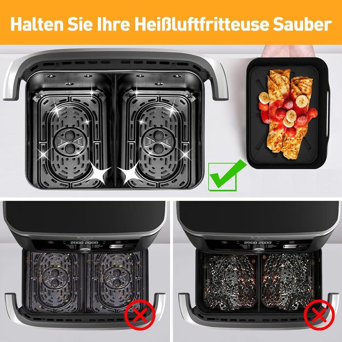 Набір аксесуарів для фритюрниці з силіконовою формою Gtkei з 8 предметів для Ninja Foodi AF500EU Flexdrawer 10.4 л, без бісфенолу А Аксесуари для фритюрниці Ninja AF500EU, стійки та інструменти з нержавіючої сталі 18/8