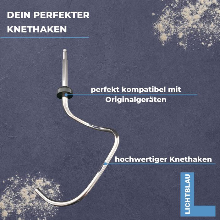 Світло-блакитний гачок для тіста 2666 для кухонного комбайна Bosch I Змінний гачок для тіста підходить для Bosch MUM4 і MUM5 I Гачок для тіста з нержавіючої сталі для кухонного комбайна I Аксесуари Bosch MUM4/MUM5 I Запасна частина кухонного комбайна