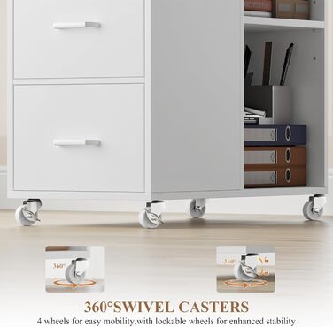 Контейнер на колесах HOCSOK, шафа для документів з шухлядою та відділеннями, офісна шафа, шафа для зберігання речей, журнальний столик для вітальні, спальні та офісу, білий