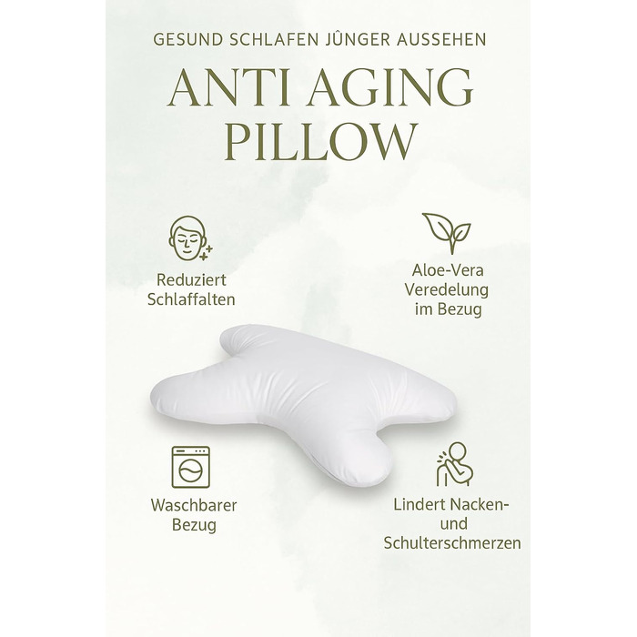Подушка проти зморшок BCS Home&Sleep для жінок та чоловіків - Подушка у формі метелика проти зморшок - Косметична подушка Омолоджувальна подушка проти зморшок сну - Косметична подушка з чохлом з алое вера