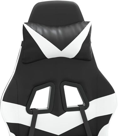 Поворотне ігрове крісло, чорно-біле, штучна шкіра, модель 349548