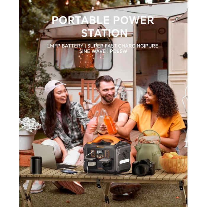 Портативна електростанція 236 Втгод чистої синусоїди змінного струму 300 Вт/230 В, вхід і вихід PD65 Вт, 8 виходів, мобільний генератор живлення для кемпінгу та кемперів на природі (портативна електростанція 300 Вт)