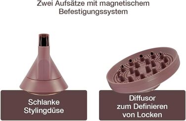 Фен для волосся легкий, довговічний безщітковий цифровий мотор 110 000 об/хв 2 насадки дифузор та концентратор (іонна технологія & Anti-Frizz, 12 режимів нагріву та швидкості) EC8930