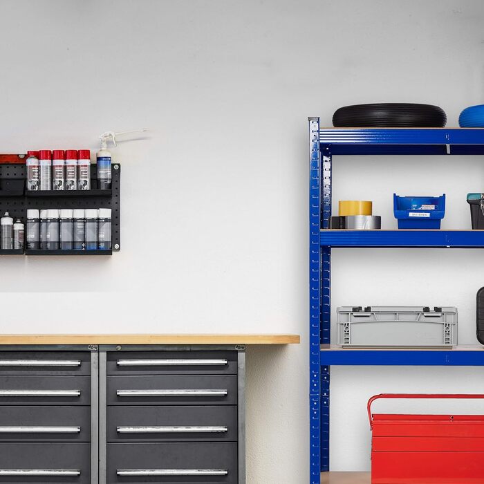 Надміцний стелаж Relaxdays, 5 ярусів, сталь, ВxШxГ 180 x 90 x 45 см, синій Вантажопідйомність 875 кг, вставний монтаж, підвал, гараж