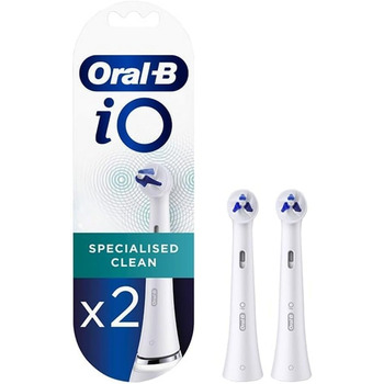 Насадка електричної зубної щітки Oral-B iO Radiant White, кутова щетина, більш глибоке видалення зубного нальоту, з полірувальними лезами для відбілювання зубів, 2 шт. и 2 шт. и, яскраво-біла