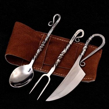 Середньовічний набір столових приборів, ковані вручну середньовічні столові прибори 4210