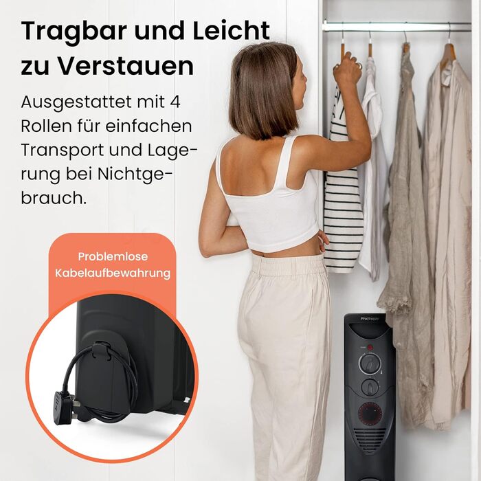 Енергозберігаючий масляний радіатор Pro Breeze потужністю 2500 Вт - електричний нагрівальний елемент з 11 ребрами, вбудованим таймером, 3 режимами нагріву, регульованим термостатом та функцією безпечного відключення - чорний. Масляний радіатор 2500 Вт - ч