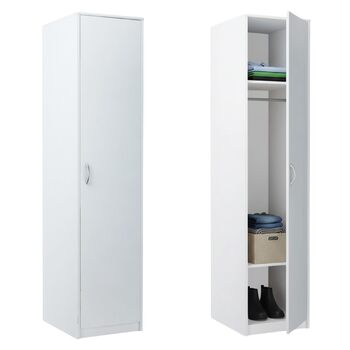 Шафа для дому Collective з 1 дверима, 1 вішалкою для одягу та 2 полицями, шириною 45 см, вузька шафа з матовим покриттям, ідеально підходить для спальні, вітальні, коридору Білий