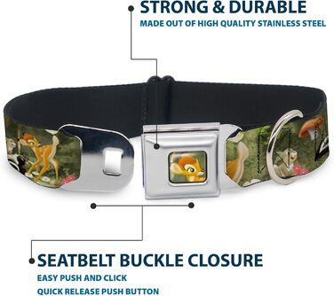 Нашийник для собак Buckle Down Bambi Ескіз Оленяти - Розмір M (33-43 см) - Ширина 2.5 см