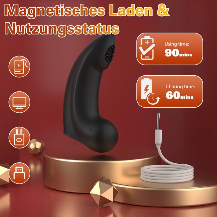 Пальчиковий вібратор Yivans для жінок, стимуляція клітора та точки G, 10 режимів, силіконова насадка, водонепроникний