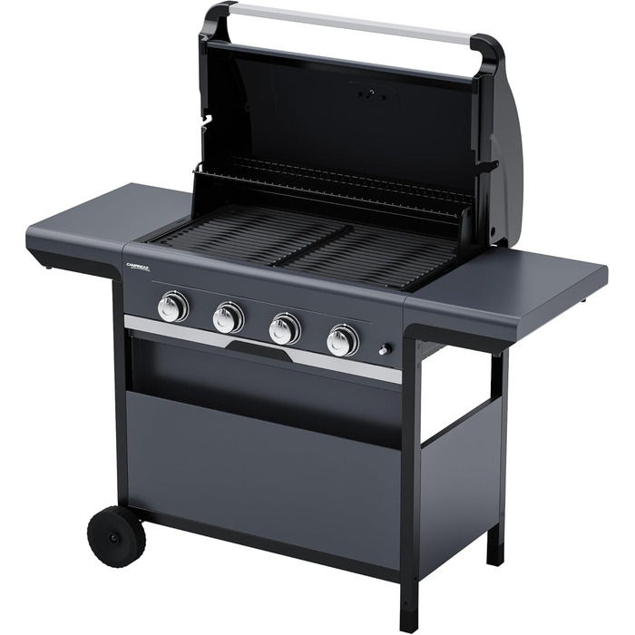 Газовий гриль Campingaz 4 Series Select L Grillset з додатковою решіткою, чохлом та набором аксесуарів, 4 сталеві пальники, термометр на кришці, система InstaClean, потужність 12 кВт