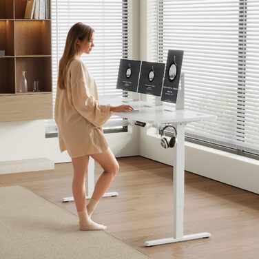 Стіл Airfish з регульованою висотою 160x70 см з USB-портом, електрично регульований стіл з функцією пам&39яті, 73-118 см, білий