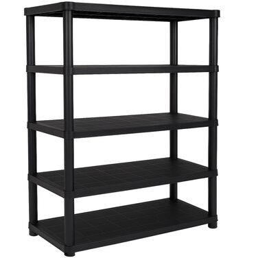 Пластиковий стелаж Ondis24 антрацитового кольору, 120 x 40 x 180 см міцний стелаж без болтів з 5 полицями, 60 кг на полицю полиця для зберігання, полиця для підвалу, полиця для майстерні, полиця для зберігання в гаражі та коморі