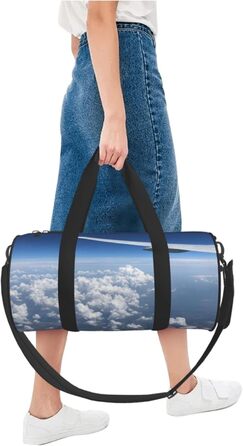 Спортивна сумка, дорожня сумка, принт Авіалайнер, сумка на нічліг, чорна, універсальний розмір, сумка для подорожей