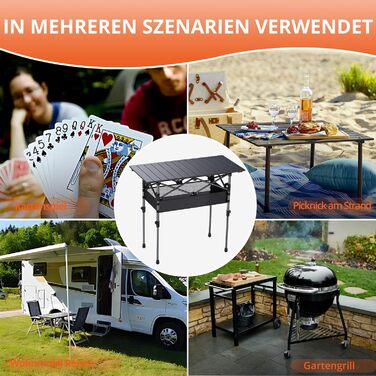 Складаний кемпінговий стіл FUNYKICH 82 x 40 см, Складаний стіл з 2 регулюваннями висоти (44/70 см), Легке складання, Портативний складаний стіл із сітчастою сумкою, Алюмінієва згортальна стільниця для барбекю, кемпінгу, вечірки, саду, 82 x 40 x 44/70 см