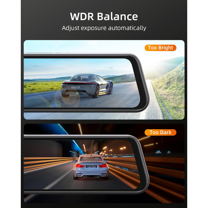 Дзеркальний відеореєстратор WeBeqer 4K з камерою заднього виду 1080P, відеореєстратор автомобільний передній задній з 10-дюймовим