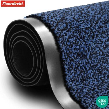 Килимок Floordirekt Rhine для вловлювання бруду - миючий та високоефективний килимок для дверей - килимок для чистого ходу з нековзною підкладкою - вхідний килимок (синій (плямистий), 90 см x 150 см)