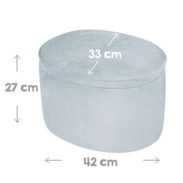 Дитячий стілець roba Lil Sofa з місцем для зберігання - Овальний стілець з блакитної оксамитової тканини - М&39який пуф для дитячих кімнат - Висота сидіння 27 см Овал Світло-блакитний/Небесно-коричневий