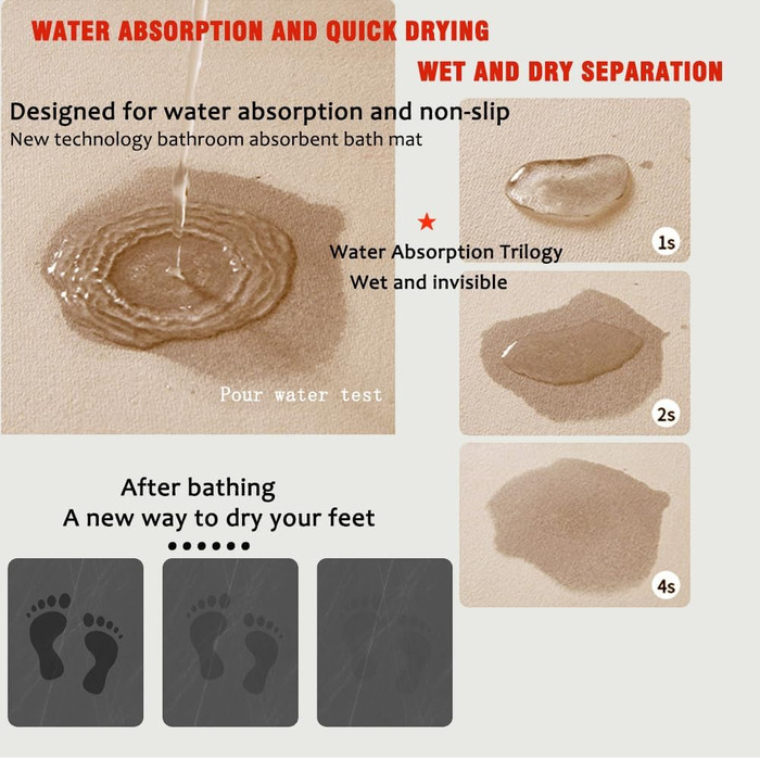 Суперпоглинаючий килимок для підлоги 90x150 см, швидковисихаючий килимок для ванної кімнати, килимки для ванної, килимки для ванної, нековзний, що прається, килимок для ванної з каменю, килимок для ванної кімнати, килимок для ванної кімнати, килимок для в