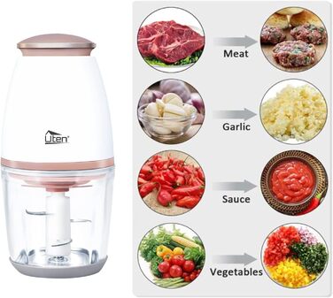 Мл Електричний кухонний блендер Глечик Цибулева нарізка Бризкозахищена м'ясорубка з 4-крилим спеціальним ножем для м'яса, смузі, цибулі, фруктів, овочів, 700