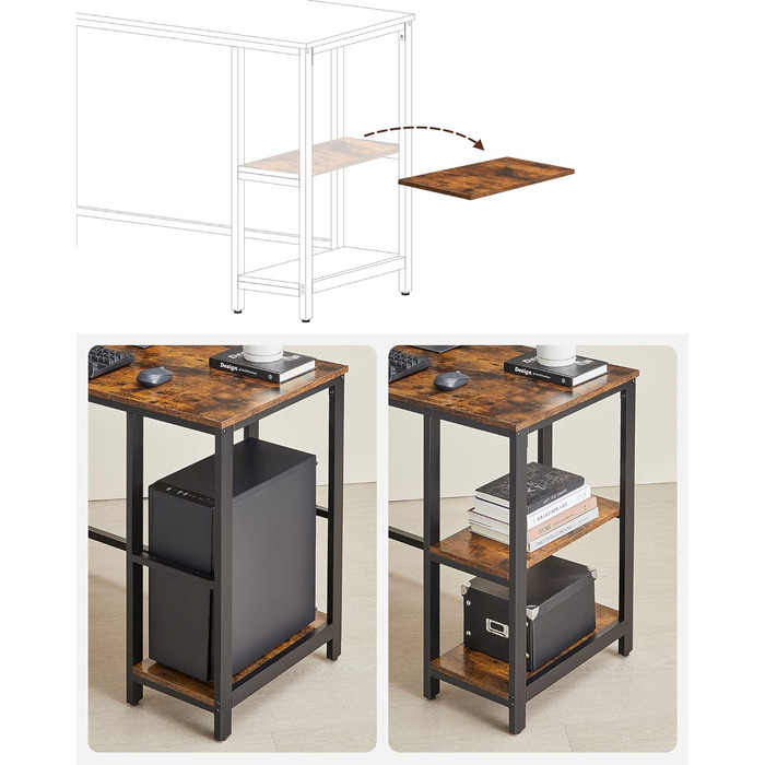 Стіл VASAGLE, Г-подібний комп'ютерний стіл, 138 x 138 x 76 см, кутовий стіл з 2 полицями, компактний офісний стіл, ігровий, домашн