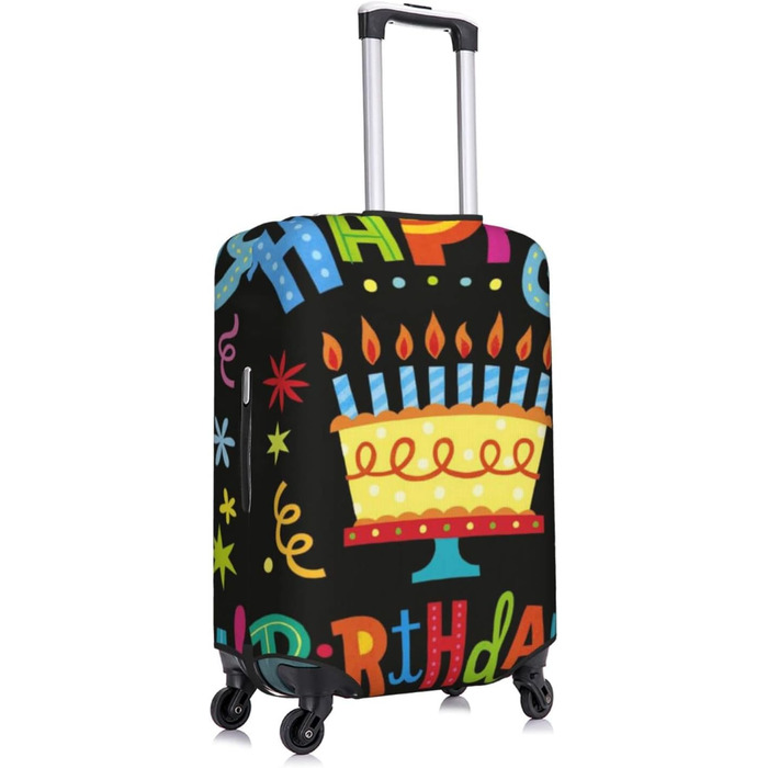 Чохол для валізи Щасливого Дня Народження, великий розмір, захисний, міцний, підходить для валіз розміром 45.7 - 81.3 см, XL, чорний