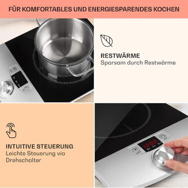 Індукційна варильна поверхня Klarstein, Електричні варильні поверхні, Сучасна варильна поверхня, Індукційна плита для кемпінгу, Індукційна плита 1 плита, Індукційна плита 1800 Вт