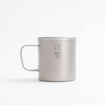 Чашка для кави та чаю Keith Titan Mug з подвійними стінками, кришкою та складною ручкою для кемпінгу на відкритому повітрі (450 мл)