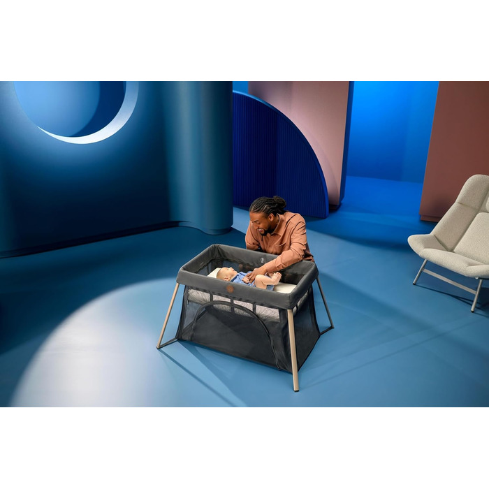 Дорожнє ліжечко Maxi-Cosi Calao Light, суперкомпактне та легке, матрац CloudCore, 2 рівні для сну, дорожня сумка, для новонароджених та малюків (0-3 роки), макс. 15 кг, Beyond Green Eco