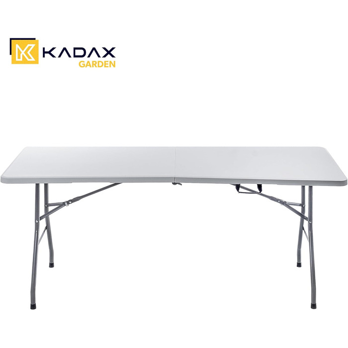 Складаний садовий стіл KADAX 180 x 74 x 73 см, водонепроникний складний стіл, стіл для вечірок у саду, на патіо та на балконі, міцний фуршетний стіл, кемпінговий стіл (білий)