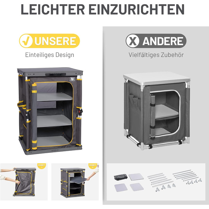 Складана кемпінгова шафа TIMBER RIDGE, розкладна кемпінгова кухня, автомобільна розкладна шафа, кухонний ящик, розкладна шафа, універсальний портативний з сумкою для перенесення, сірий