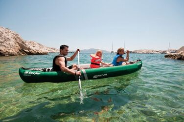 Каное Sevylor Adventure Plus надувне каное для 2 осіб 1 дитини, складне байдарка з міцною зовнішньою оболонкою з поліестеру, висока стійкість на воді. Одномісне