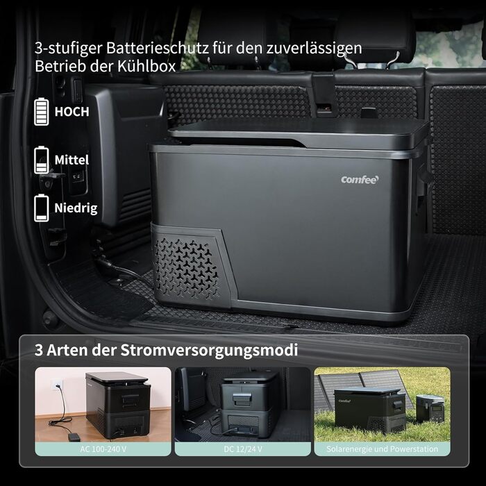 Компресорний холодильник Comfee RCP27DK3(E) об&39ємом 27 л, електричний туристичний холодильник 12 В/230 В, від -20 до 20, 3 регульовані рівні температури, рівень шуму 45 дБ, ідеально підходить для автомобіля, вантажівки, пляжу, пікніка клас енергоспожива
