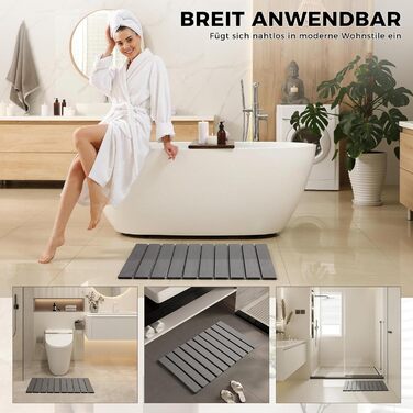 Кам&39яний килимок для ванної 60 x 40 см - Нековзний діатомовий килимок для ванної, водопоглинаючий кам&39яний килимок для ванної (сірий, 60 x 40 см)