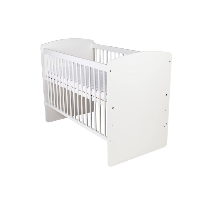 Дитяче ліжечко K2 Біле 12060 см Дерев&39яне дитяче ліжко з 3-позиційною регульованою висотою рейковою основою та 3 знімними перекладинами Ліжечко з сосни та МДФ Матрац не входить до комплекту, Біле