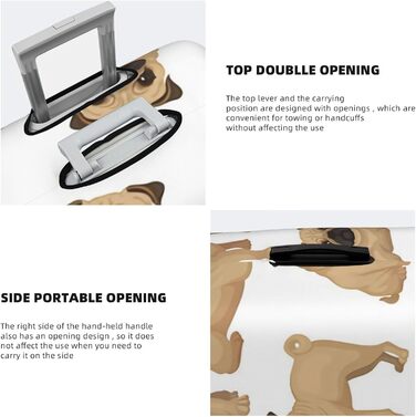 Чохол для валізи Мопс-цуценя, еластичний захист від подряпин, розмір M, чорний, 85 см