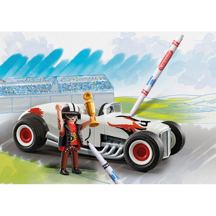 Гоночний автомобіль PLAYMOBIL Color 71376, творча розмальовка для любителів автомобілів, з водорозчинними ручками, губкою та численними аксесуарами, художня іграшка для дітей від 5 років і старше