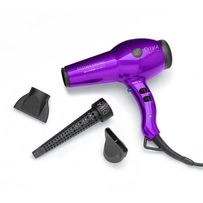 Професійний фен DIVA Pro Styling Ultima 5000, 2200 Вт, AC-двигун, фіолетовий