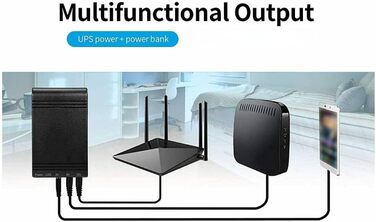 Міні-UPS Джерело безперебійного живлення, UPS 10400mAh акумуляторна батарея, резервне живлення/пауербанк 5V USB, 9V, 12V DC для WiFi роутерів, модемів, POE камер, телефонів сигналізації