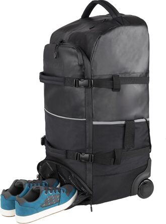 Дорожня сумка normani Backpacker - візок з фронтальним завантаженням та багатьма кишенями, 60 літрів, чорна, водонепроникна