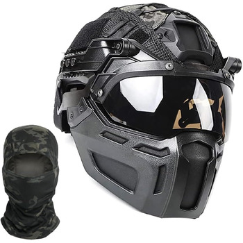 Шолом TS TAC-SKY Fast Airsoft з маскою та пейнтбольними окулярами, комплект із 5 предметів для тактичного спорядження для активного відпочинку, CBQ, косплею, полювання, тактичного шолома (A)
