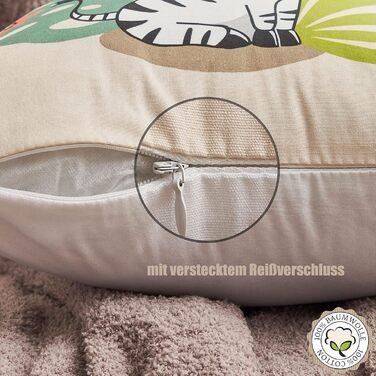 Високоякісна бавовна Дитячі наволочки 40х40 (набір 4) Чарівні тваринні мотиви Носоріг Леопард Панда Коала Німецька якість Стильне