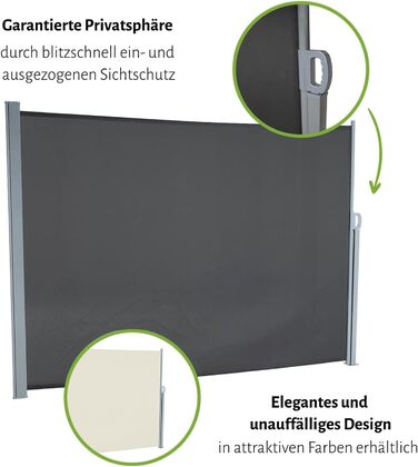 Бічний тент empasa Start 2.0, сонцезахисний екран, вітрозахисний, розсувний тент для саду, балкону та тераси, з підставкою, колір антрацит, розмір 160 x 450 мм