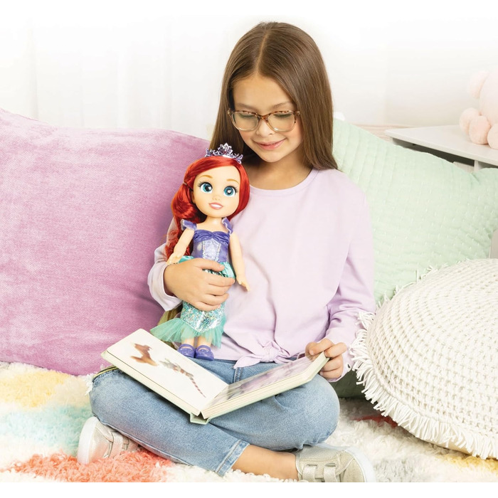 Лялька Дісней Принцеса Аріель 35 см, світловідбиваючі блискітки, рухливі суглоби, знімний наряд, туфлі, діадема, довге руде волосс