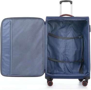 Ручна валіза Trier Soft Shell 55 35 23 см, легка тканинна валіза на колесах, дорожня валіза з колесами та кодовим замком, 47 літрів, темно-синя, розмір S