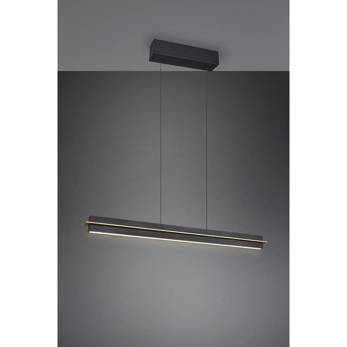 Стеля LED-підвіс Trio Leuchten Emerson 346710180, матовий чорний/золотий метал, 22 Вт LED, регульована висота, плавне налаштування кольору світла, 4-позиційний сенсор
