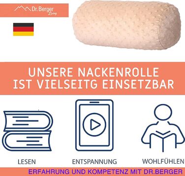 Подушка для шиї/валик для шиї Dr. Berger 40x16 см, чохол, 100 бавовна, дизайн Minky, надзвичайно пухнаста - зручна кругла, стійка подушка - ідеально підходить як міцна подушка для шиї, колін, спини, натуральний колір, 40 x 16 см